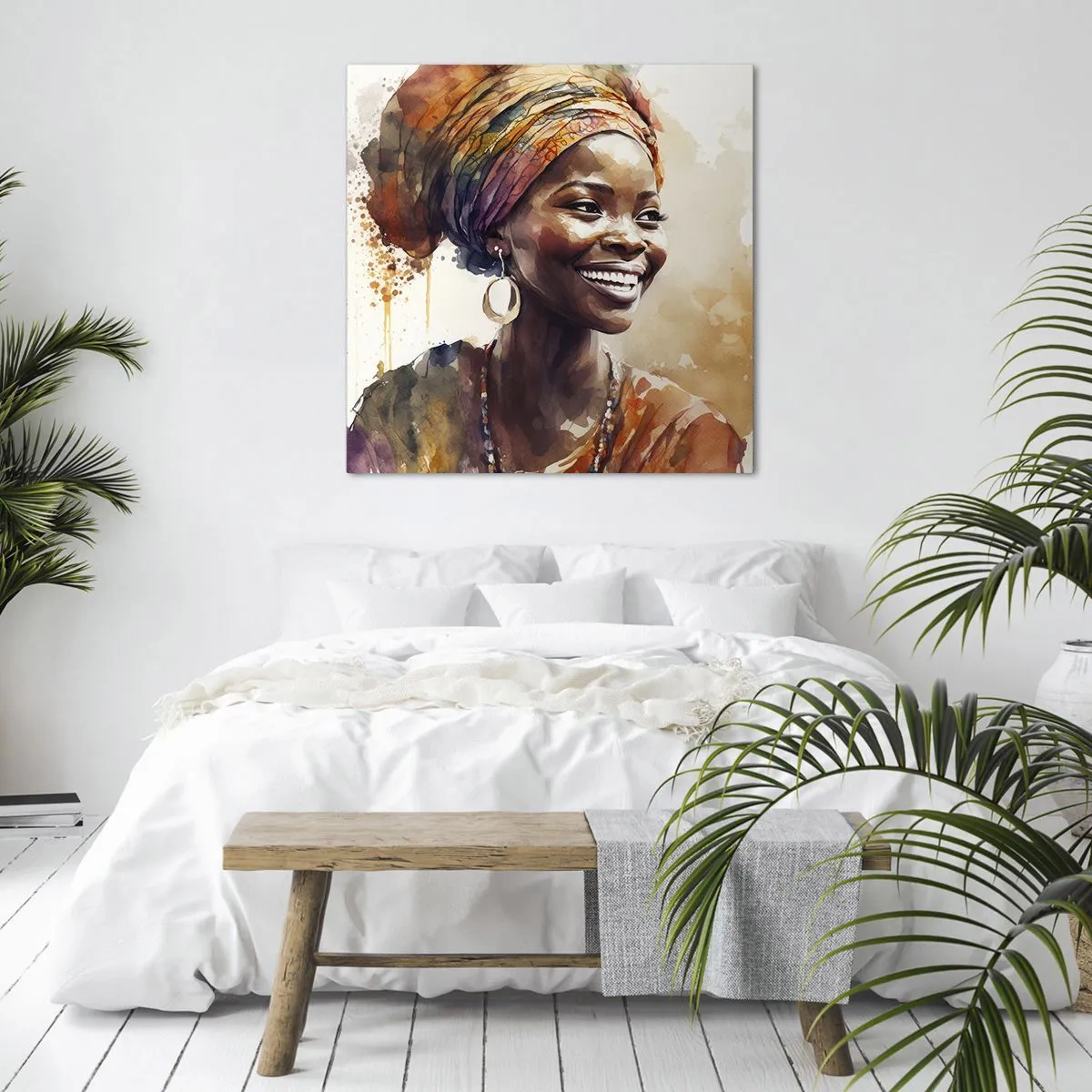 Lærredstryk - Billede på lærred - Afrikansk dronning - 40x40 cm