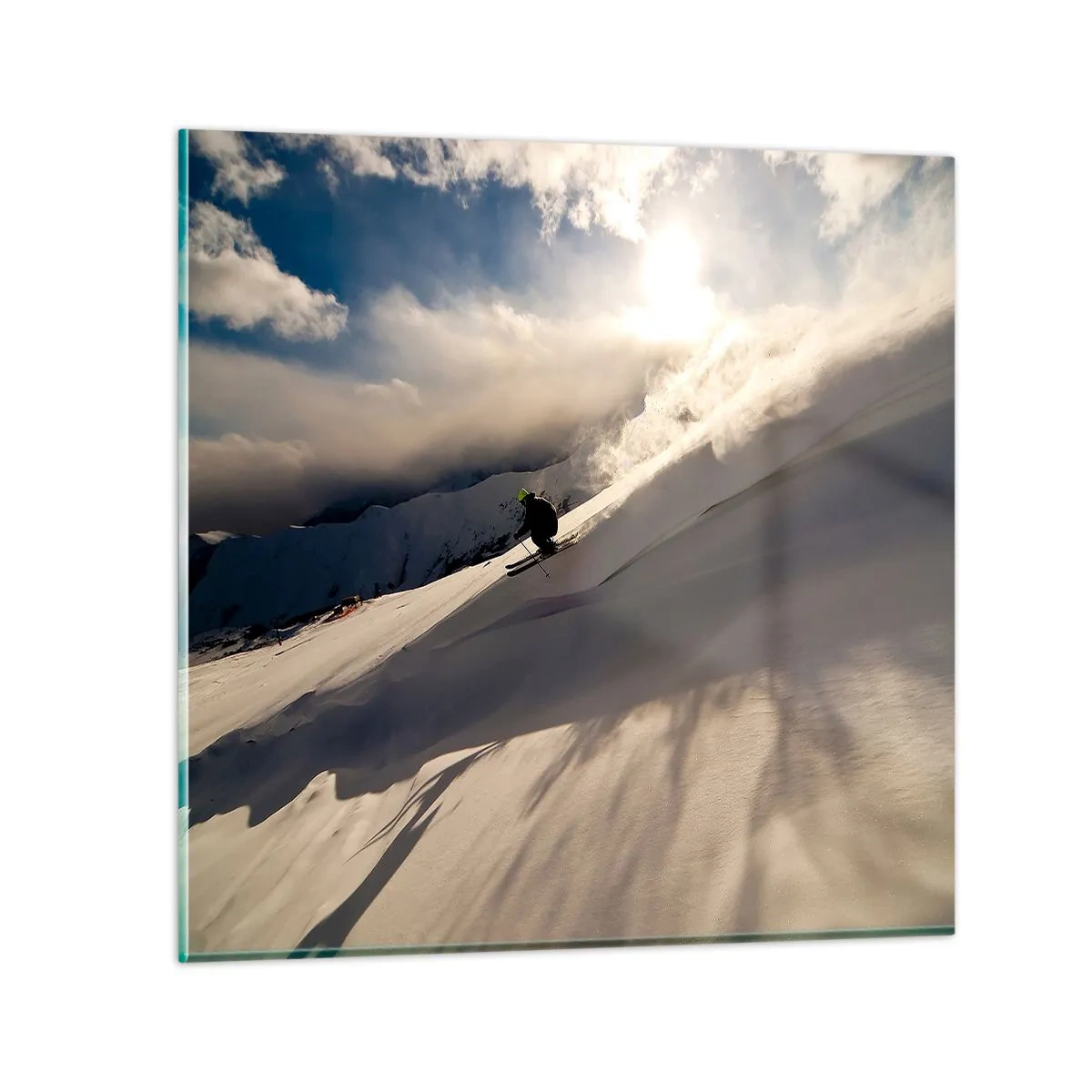 Billede på glas - Udfordringen i bjergene - 50x50 cm