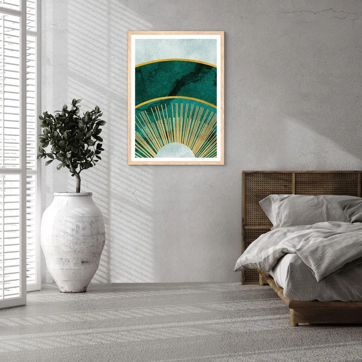 Plakat i ramme af lyst egetræ - Et anderledes solsystem - 70x100 cm