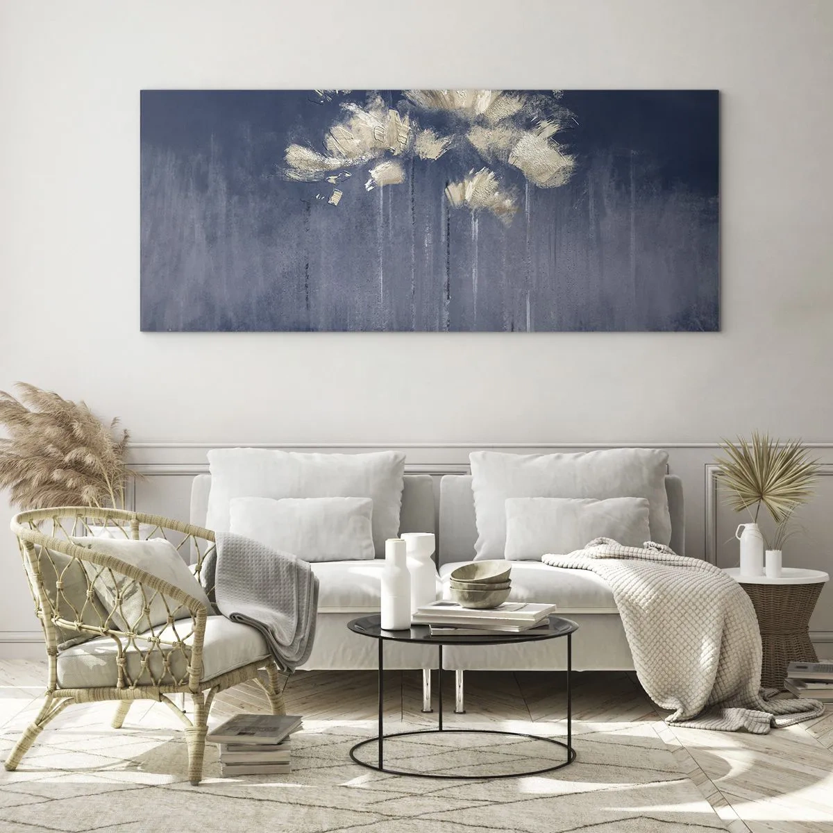 Billede på glas - Som kronblade i vinden - 100x40 cm