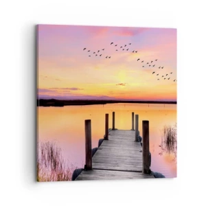 Lærredstryk - Billede på lærred - Violet stille daggry - 70x70 cm