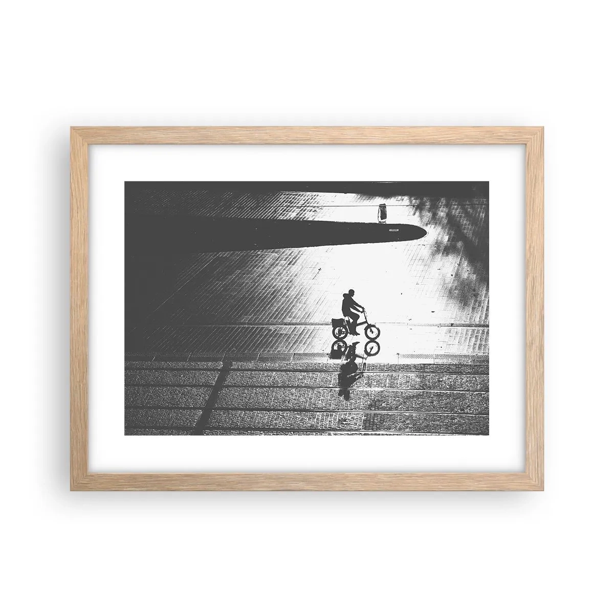 Plakat i ramme af lyst egetræ - Fremad, gennem byen - 40x30 cm