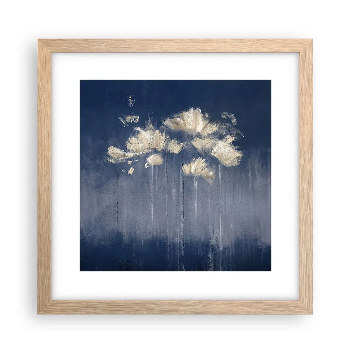 Plakat i ramme af lyst egetræ - Som kronblade i vinden - 30x30 cm