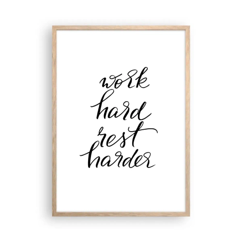 Plakat i ramme af lyst egetræ - Balance i livet - 50x70 cm