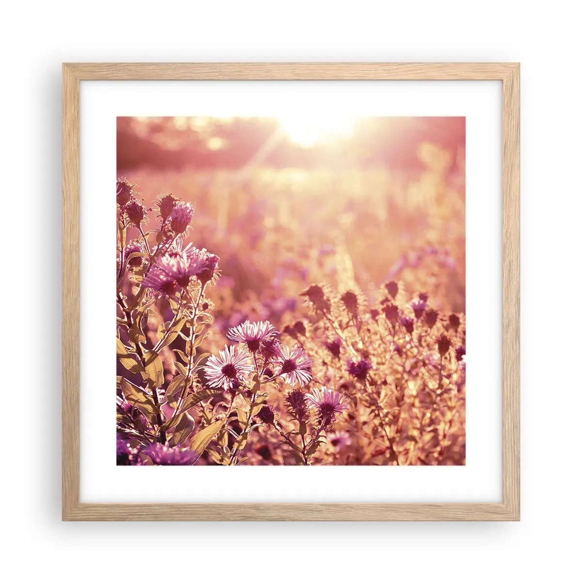 Plakat i ramme af lyst egetræ - Før sommeren er forbi - 40x40 cm