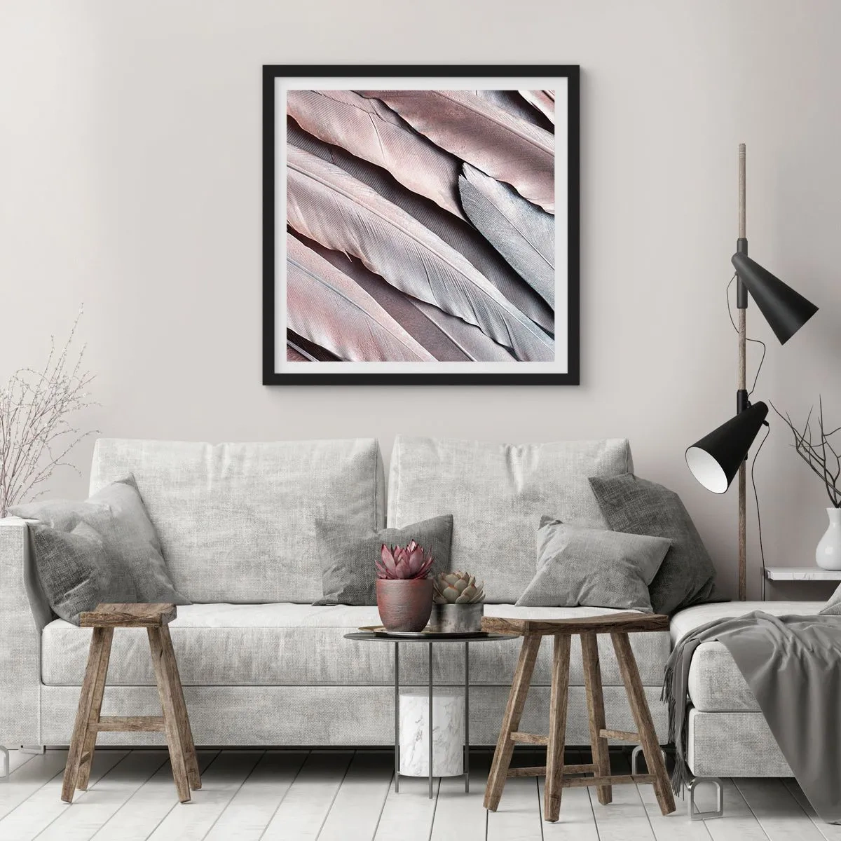 Plakat i sort ramme - I lyserødt sølv - 30x30 cm