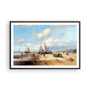 Plakat i sort ramme - Efter en vellykket fangst - 91x61 cm