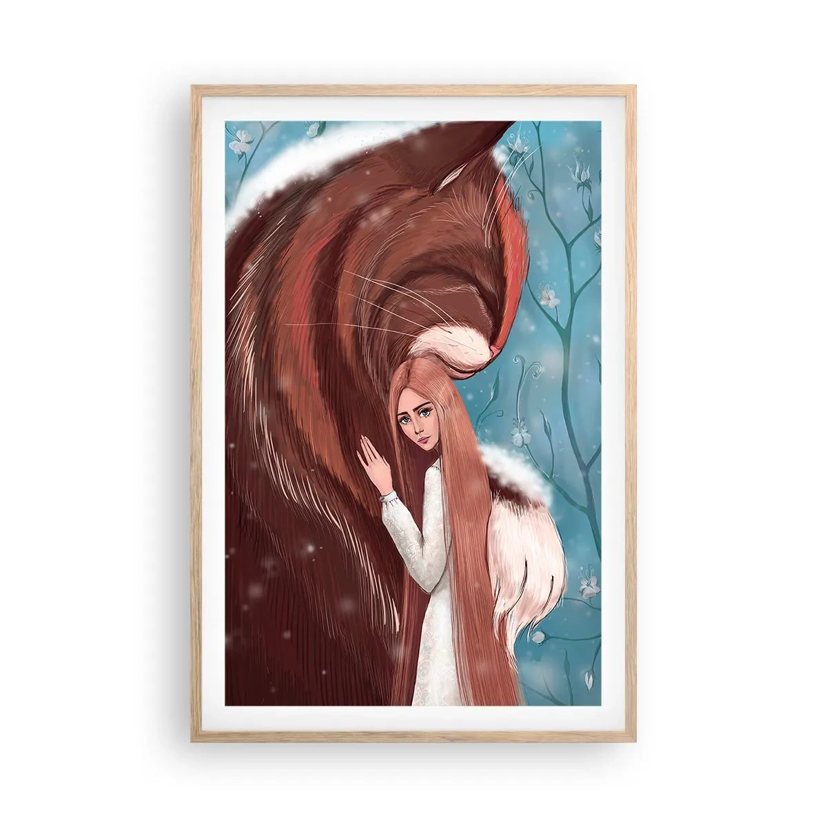 Plakat i ramme af lyst egetræ - Velkommen til et eventyr - 61x91 cm