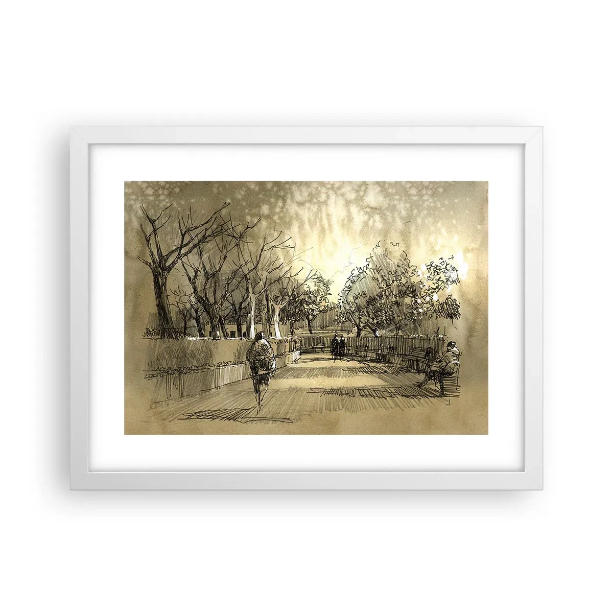 Plakat i hvid ramme - Et øjeblik med fjer - 40x30 cm