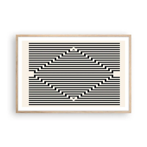 Plakat i ramme af lyst egetræ - Geometrisk illusion - 91x61 cm