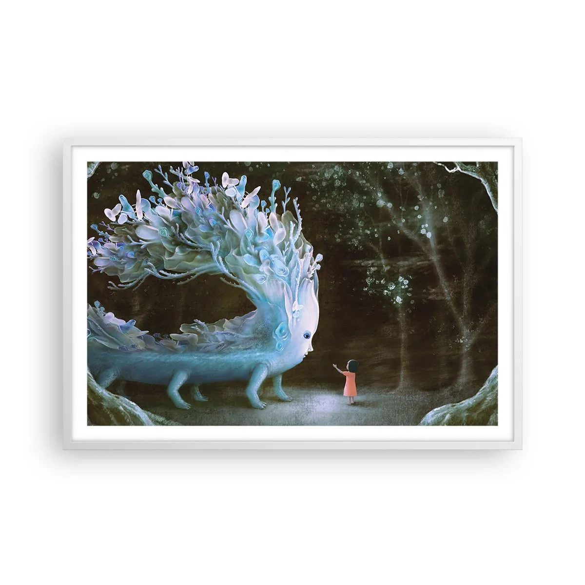 Plakat i hvid ramme - Et fantastisk møde - 91x61 cm