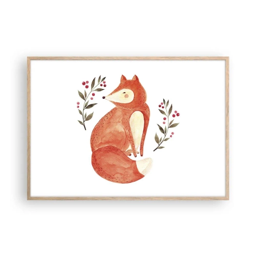 Plakat i ramme af lyst egetræ - Lille rødhåret - 100x70 cm