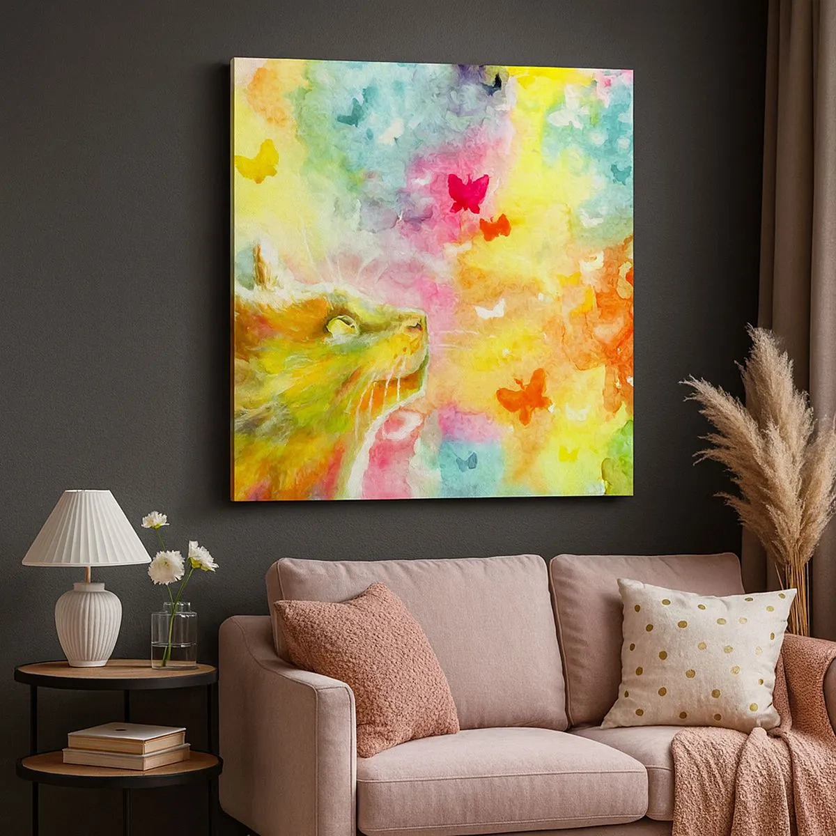 Lærredstryk - Billede på lærred - Kattens høje himmel - 30x30 cm