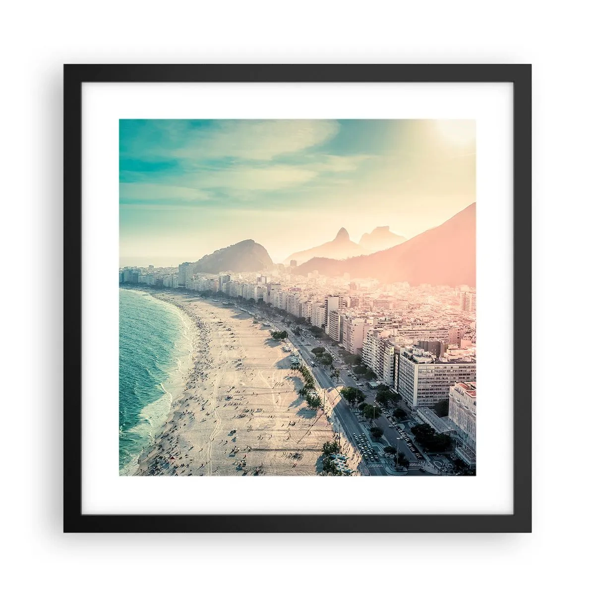 Plakat i sort ramme - Evig ferie i Rio - 40x40 cm