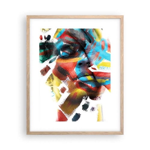 Plakat i ramme af lyst egetræ - Farverig personlighed - 40x50 cm