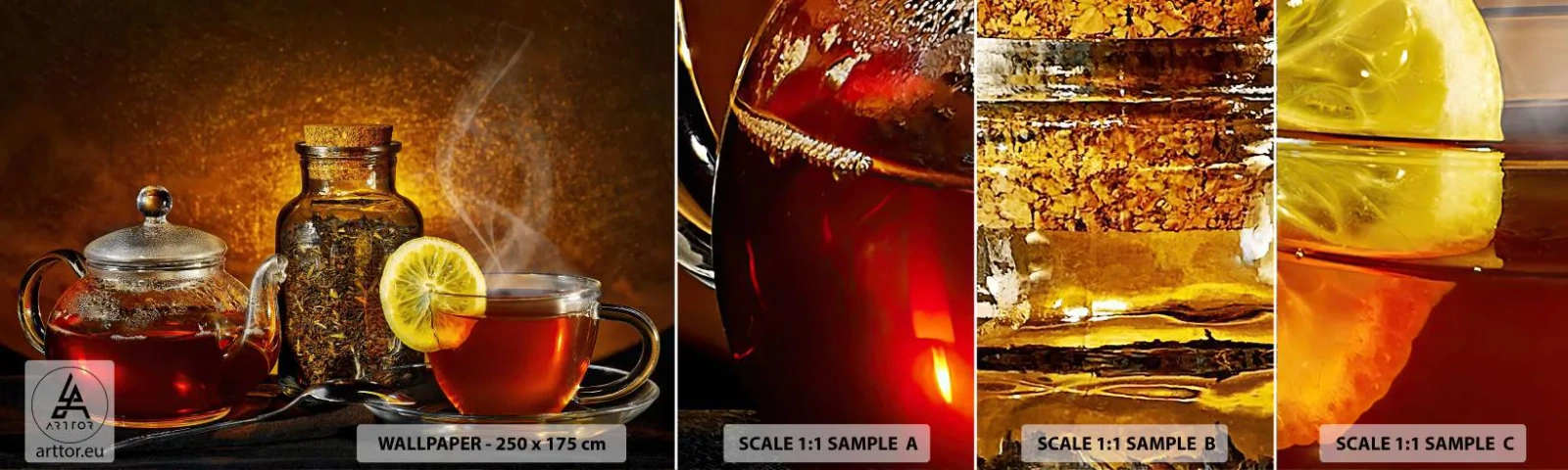 Fototapet Prøve Standard Eco - I stil med de hollandske mestre - Gastronomi, Te, Te kop - 100x30 cm