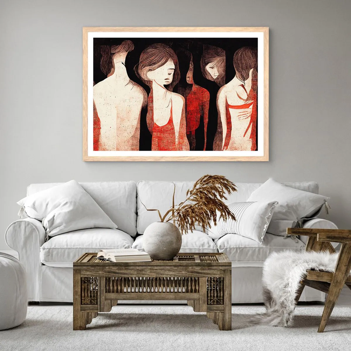Plakat i ramme af lyst egetræ - Mørkets madonnaer - 100x70 cm