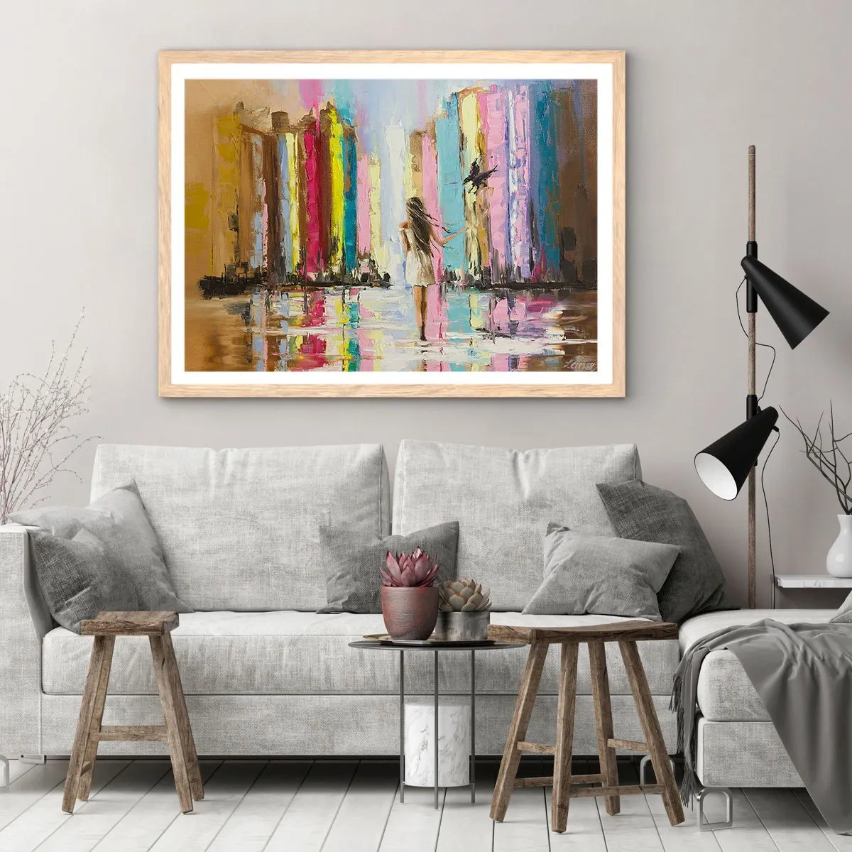 Plakat i ramme af lyst egetræ - Følg mig - 70x50 cm