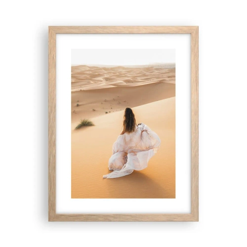 Plakat i ramme af lyst egetræ - Flygt til frihed - 30x40 cm