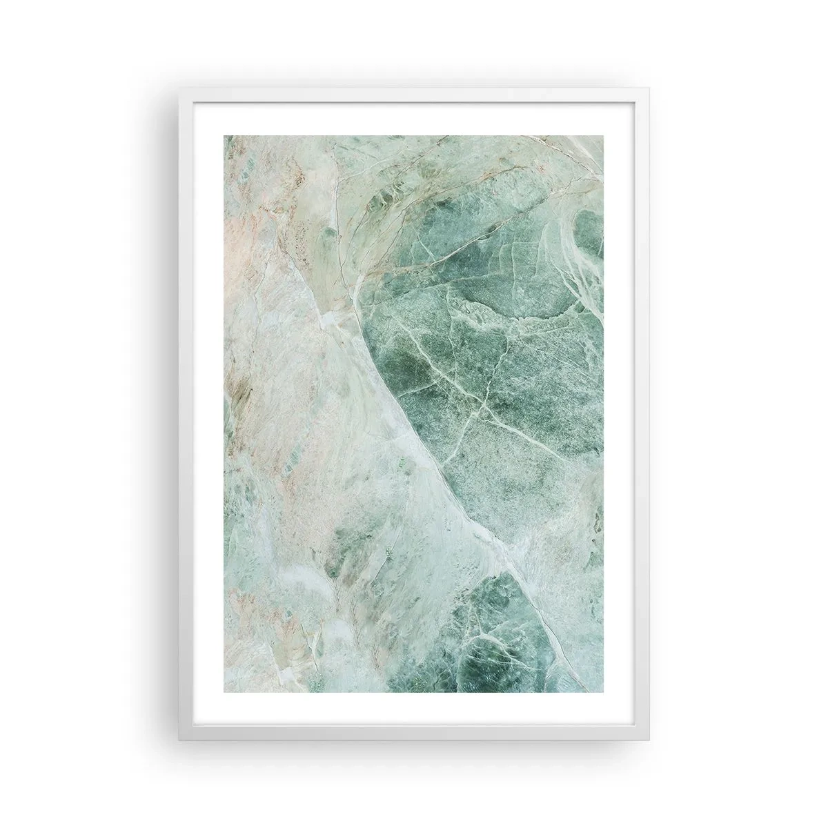 Plakat i hvid ramme - Den ædle kølighed af sten - 50x70 cm