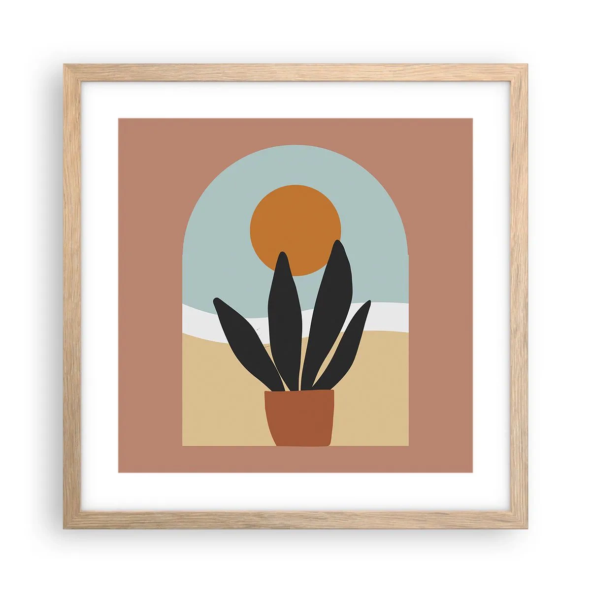 Plakat i ramme af lyst egetræ - Små glæder - 40x40 cm