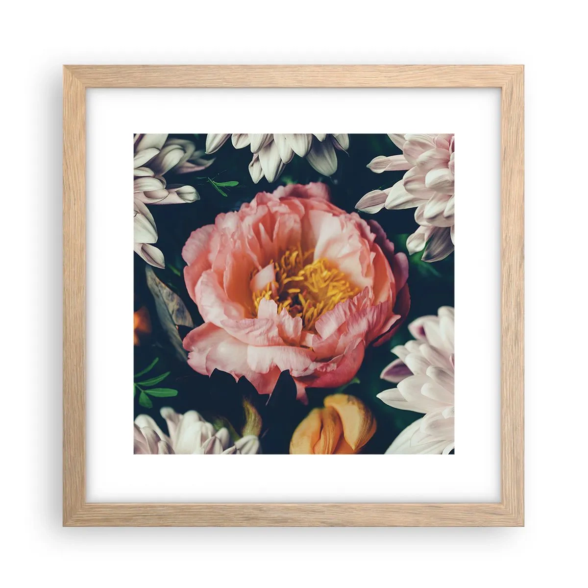 Plakat i ramme af lyst egetræ - Med barok pragt - 30x30 cm