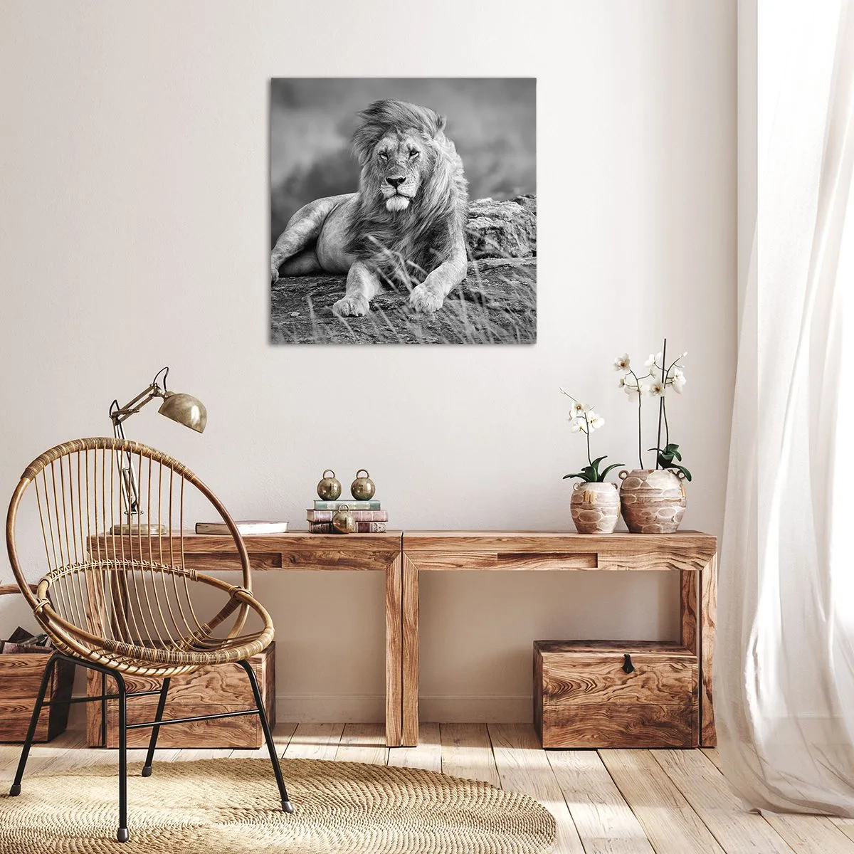 Lærredstryk - Billede på lærred - Kongelig siesta - 40x40 cm