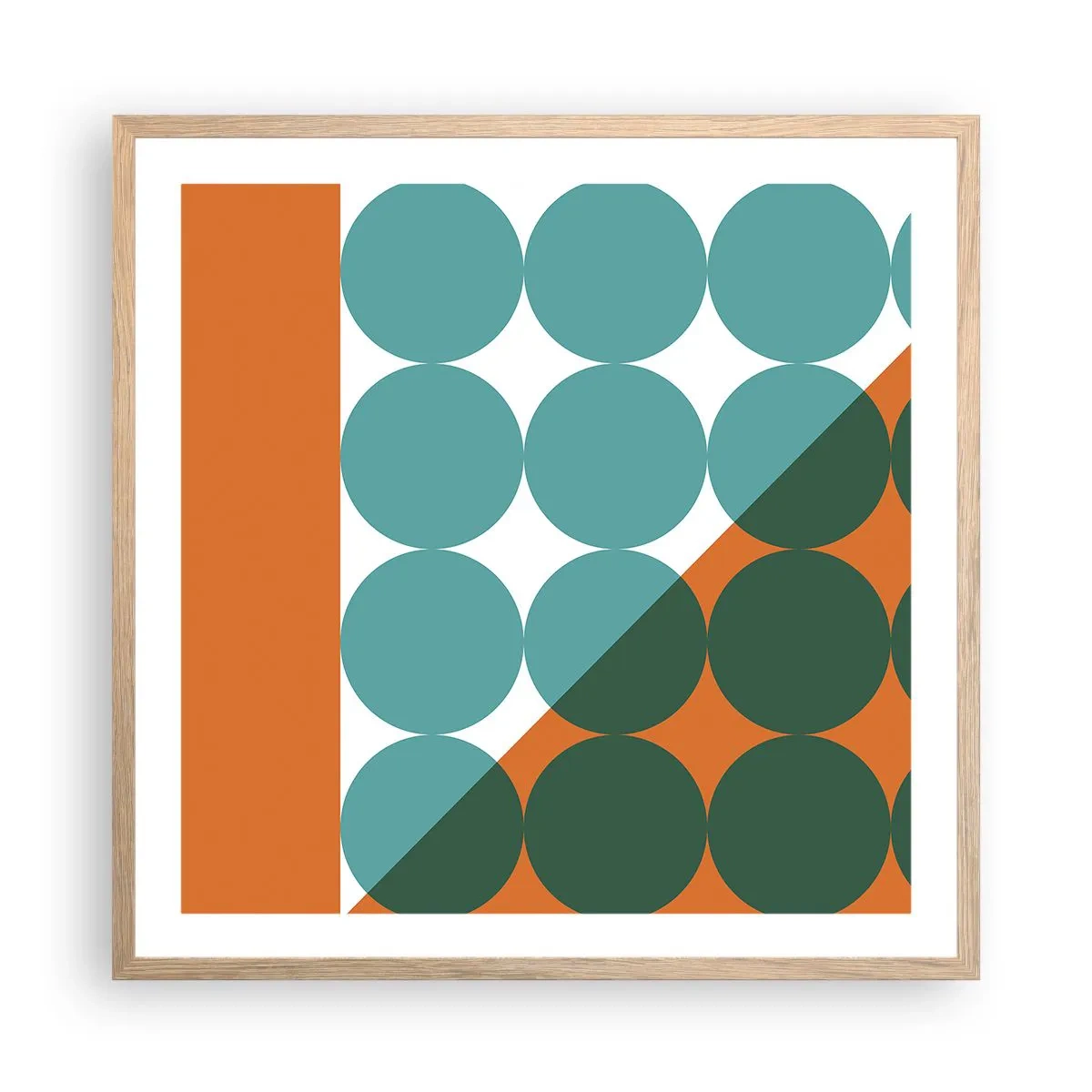 Plakat i ramme af lyst egetræ - Op og over - 60x60 cm