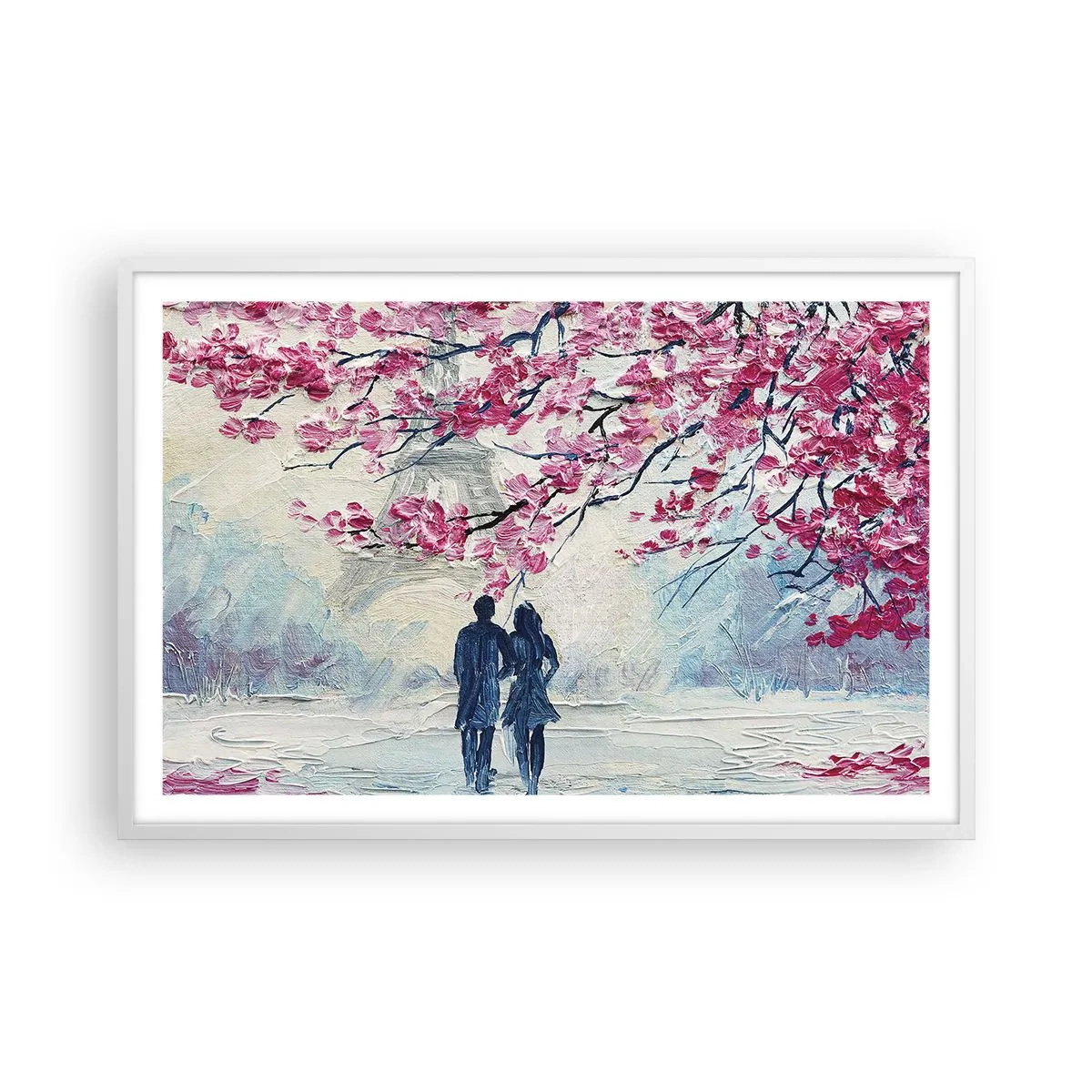 Plakat i hvid ramme - Romantisk gåtur - 91x61 cm