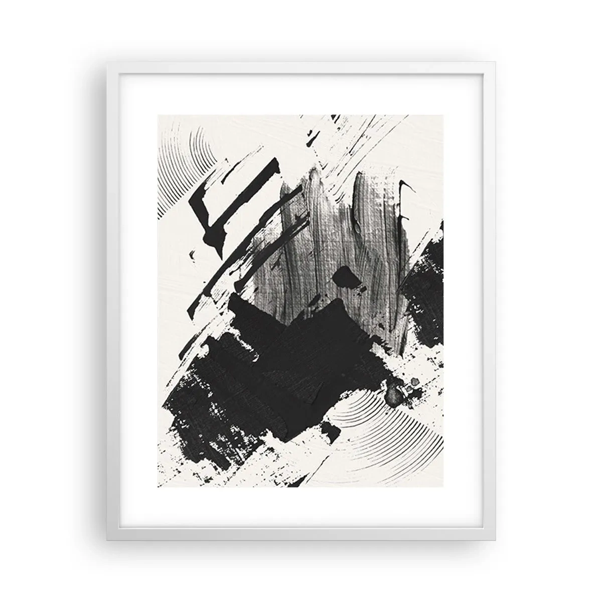 Plakat i hvid ramme - Abstraktion - det sortes udtryk - 40x50 cm