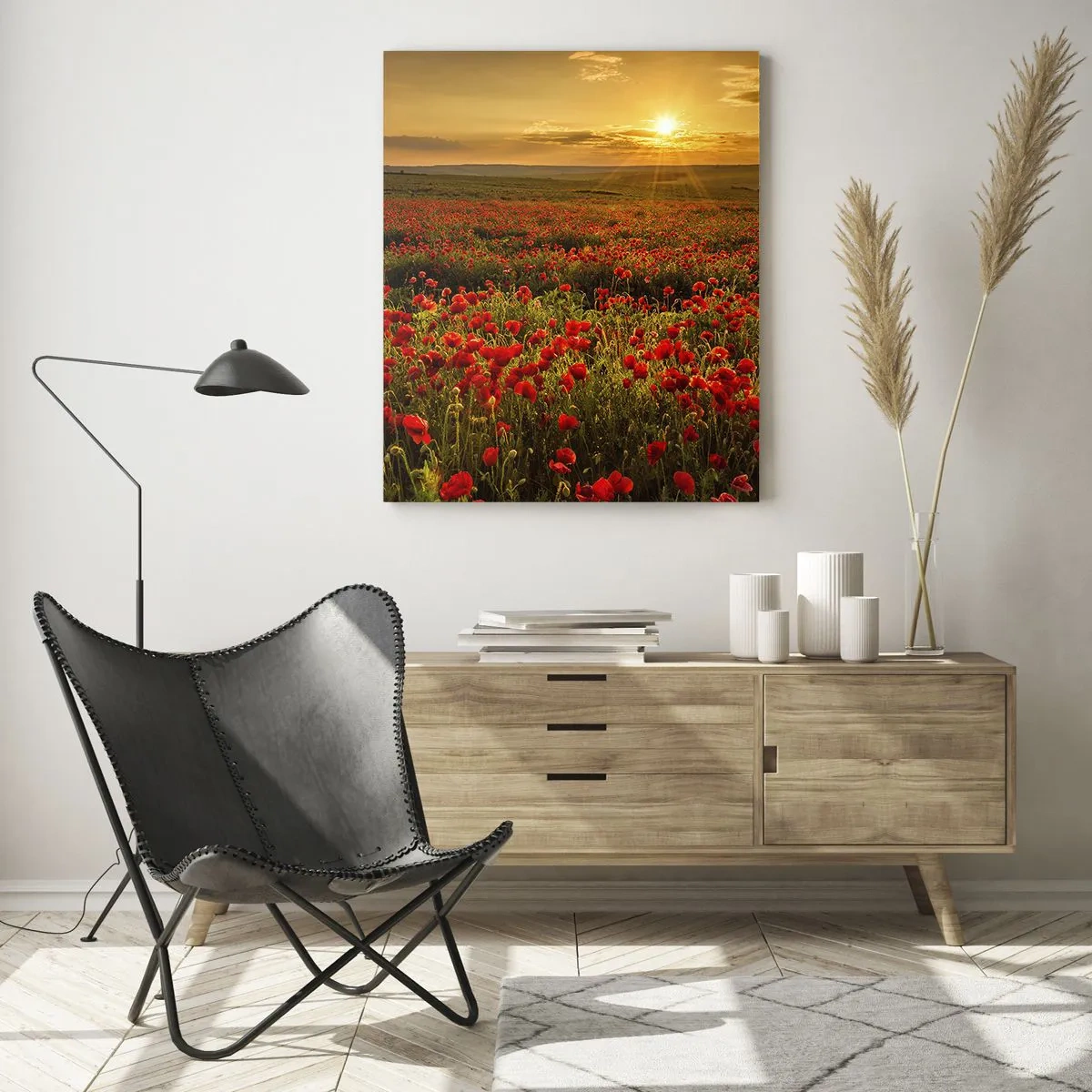 Billede på glas - Blandt bølgerne af raslende enge, blandt flodblomster - 50x70 cm