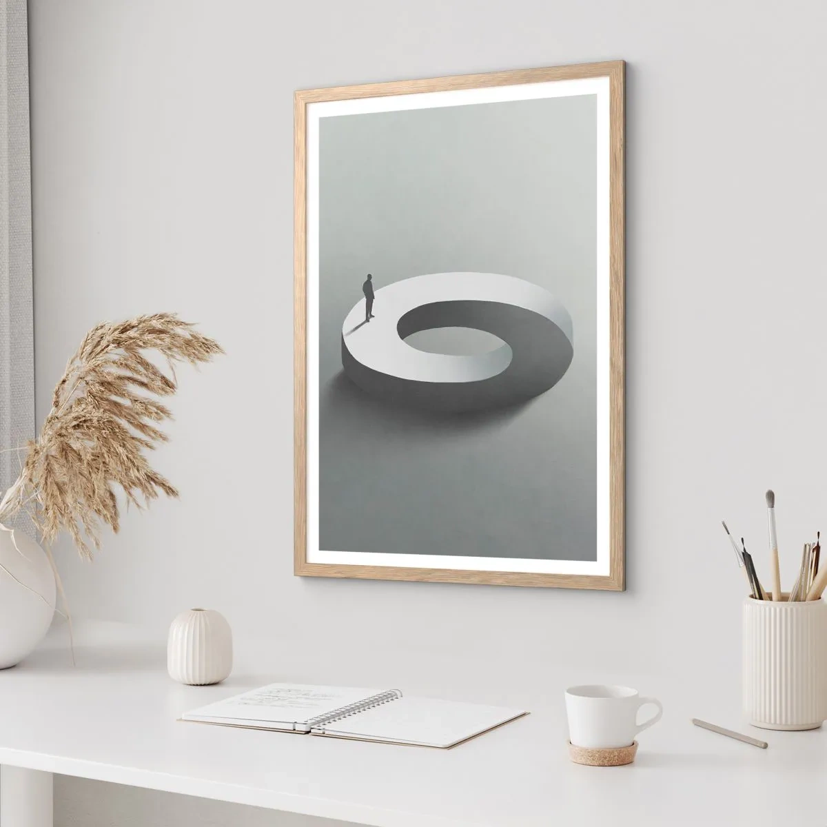 Plakat i ramme af lyst egetræ - Og vær klog - 30x40 cm