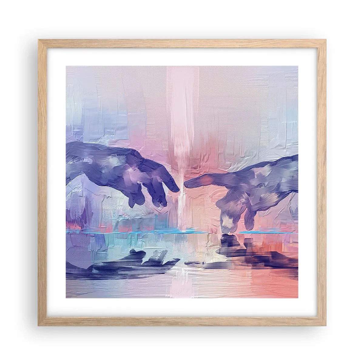Plakat i ramme af lyst egetræ - Den guddommelige gnist af liv - 50x50 cm