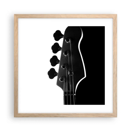 Plakat i ramme af lyst egetræ - Stilhed i klipper - 40x40 cm