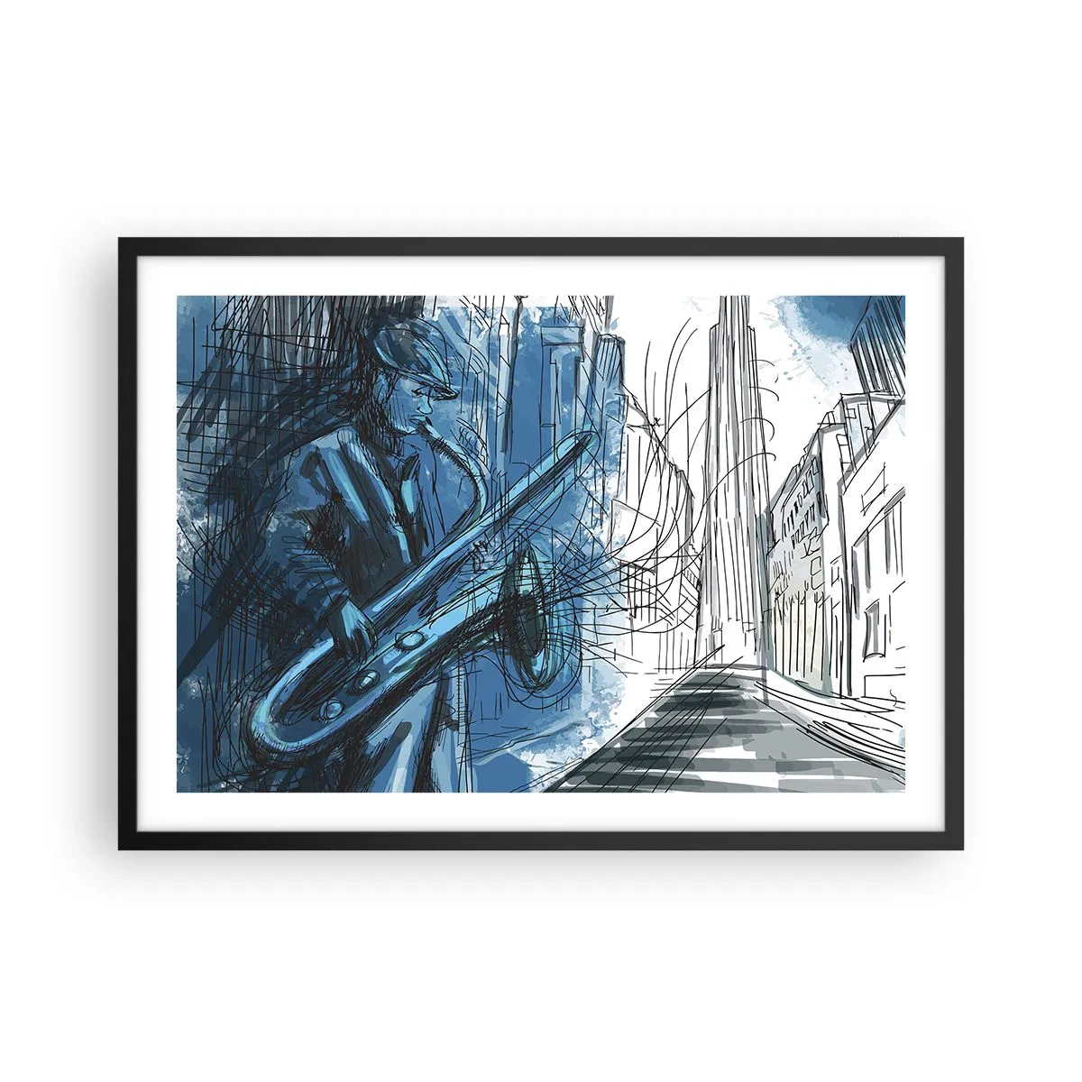 Plakat i sort ramme - Byens rapsodi - 70x50 cm