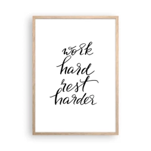 Plakat i ramme af lyst egetræ - Balance i livet - 50x70 cm