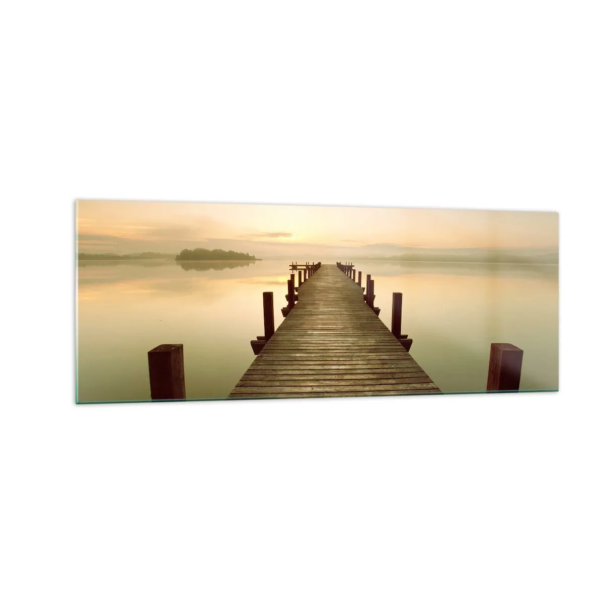 Billede på glas - Før daggry, daggry, lys - 140x50 cm