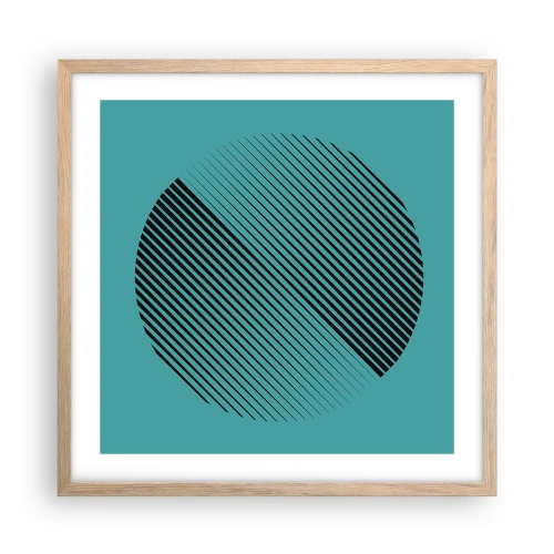 Plakat i ramme af lyst egetræ - Cirklen - en geometrisk variation - 50x50 cm