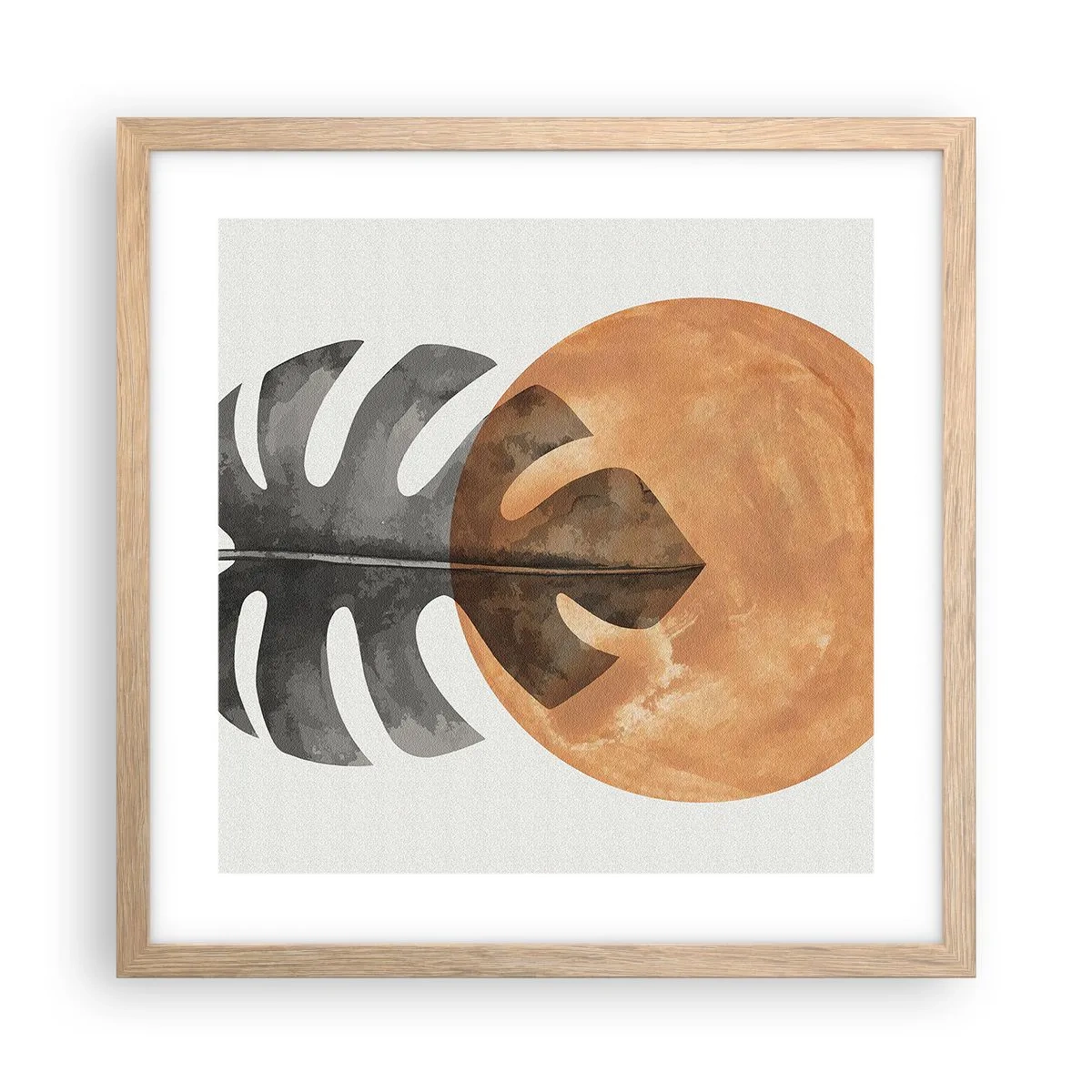 Plakat i ramme af lyst egetræ - Altid solen - 40x40 cm