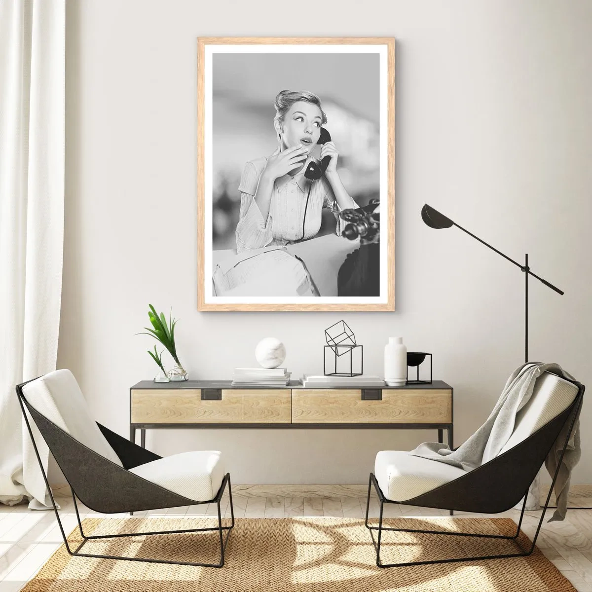 Plakat i ramme af lyst egetræ - Hej, vi er i 1950'erne. - 40x50 cm