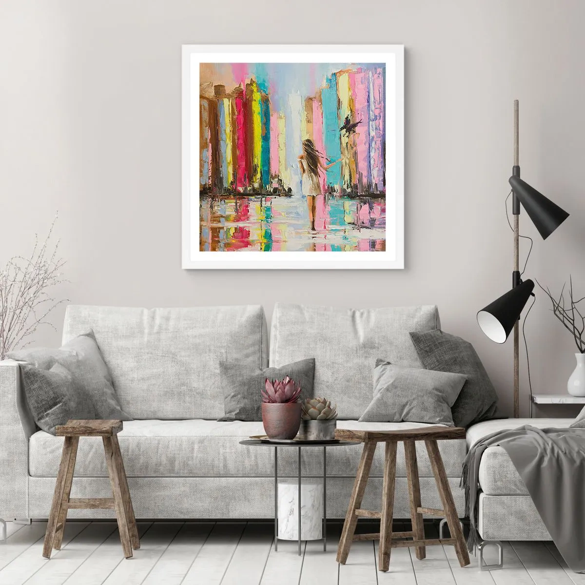 Plakat i hvid ramme - Følg mig - 30x30 cm