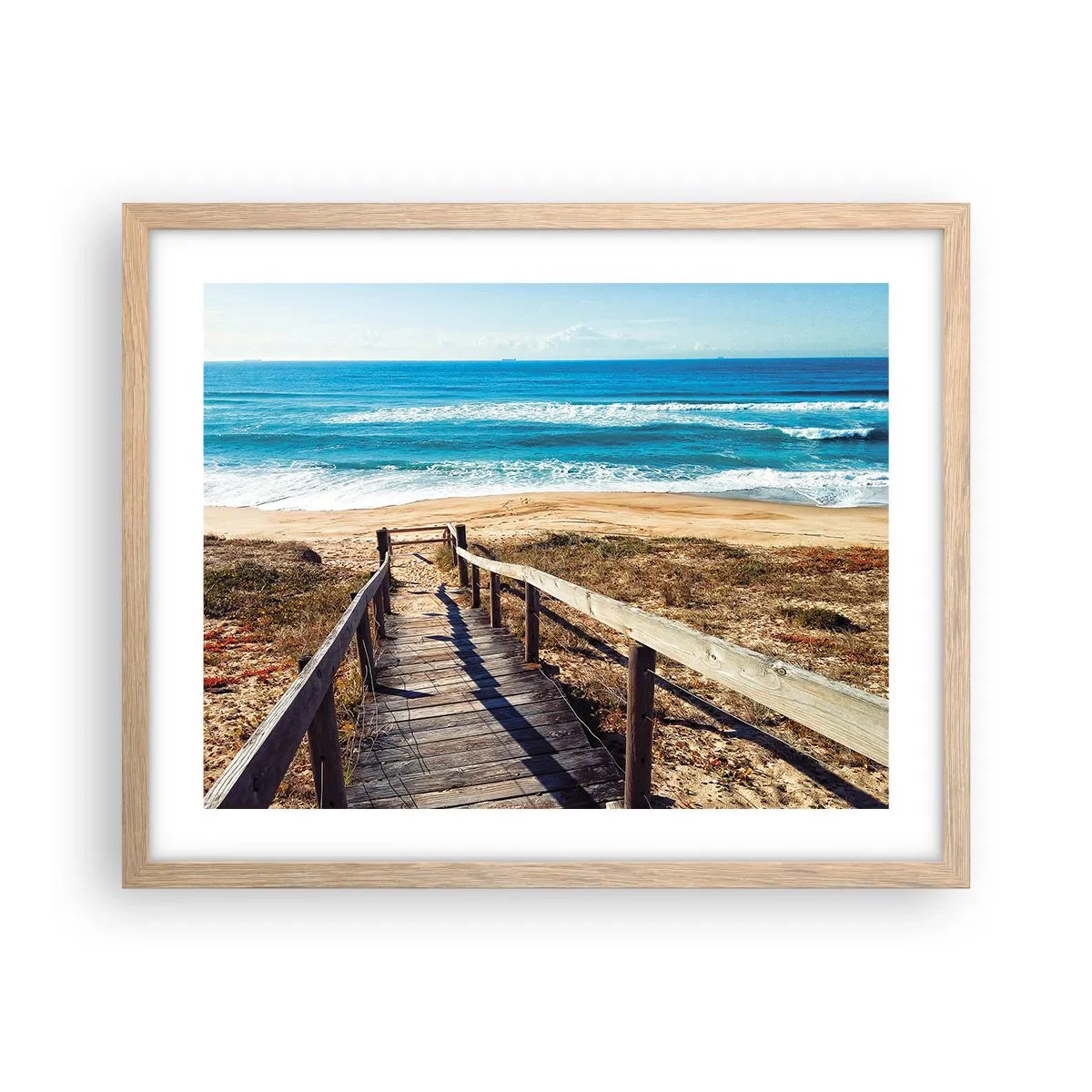 Plakat i ramme af lyst egetræ - Løb! - 50x40 cm