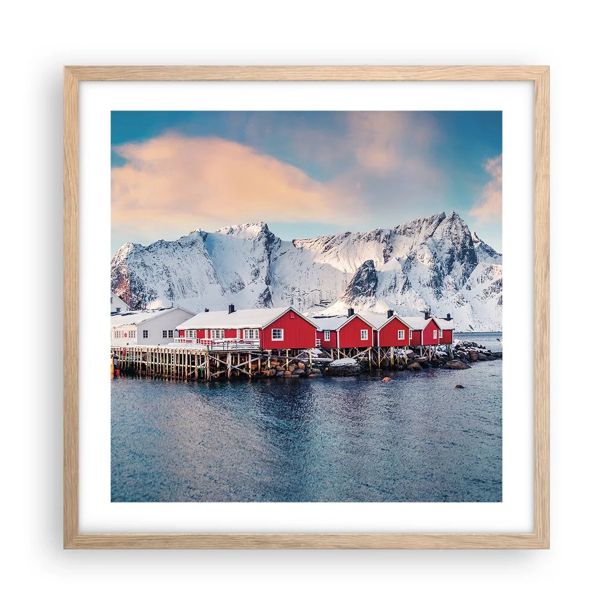 Plakat i ramme af lyst egetræ - Nordlig tilbagetrækning - 50x50 cm