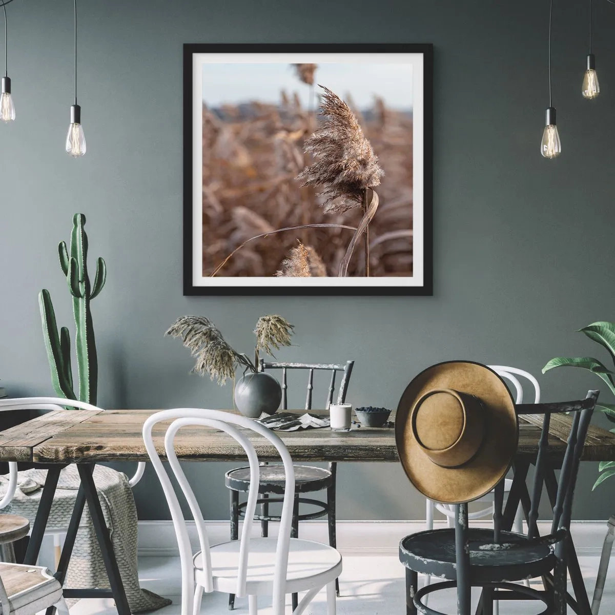 Plakat i sort ramme - Tid til at flyve væk med vinden - 40x40 cm