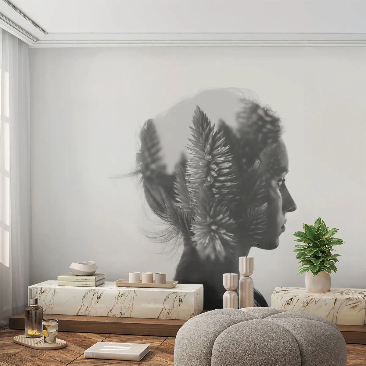 Fototapet Premium Canvas - Dame af fyrreskoven - Abstraktion, Kvinde, Stykke - 200x140 cm