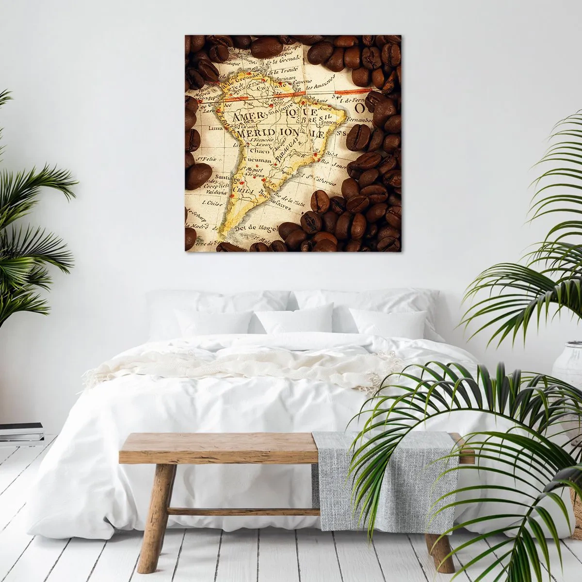 Lærredstryk - Billede på lærred - Hvor kommer den bedste kaffe fra? - 40x40 cm