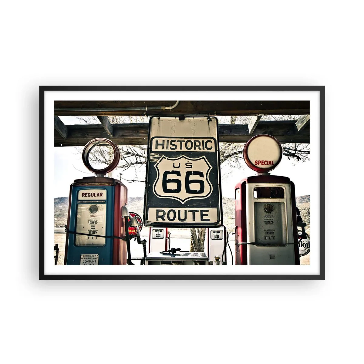 Plakat i sort ramme - En retro-amerikansk rejse - 91x61 cm