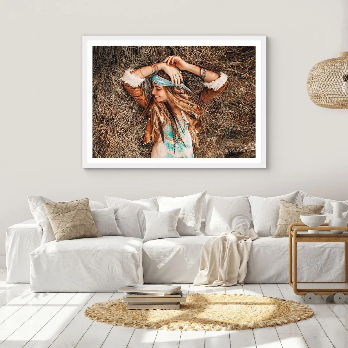 Plakat i hvid ramme - På vej til kærlighedens sommer - 70x50 cm