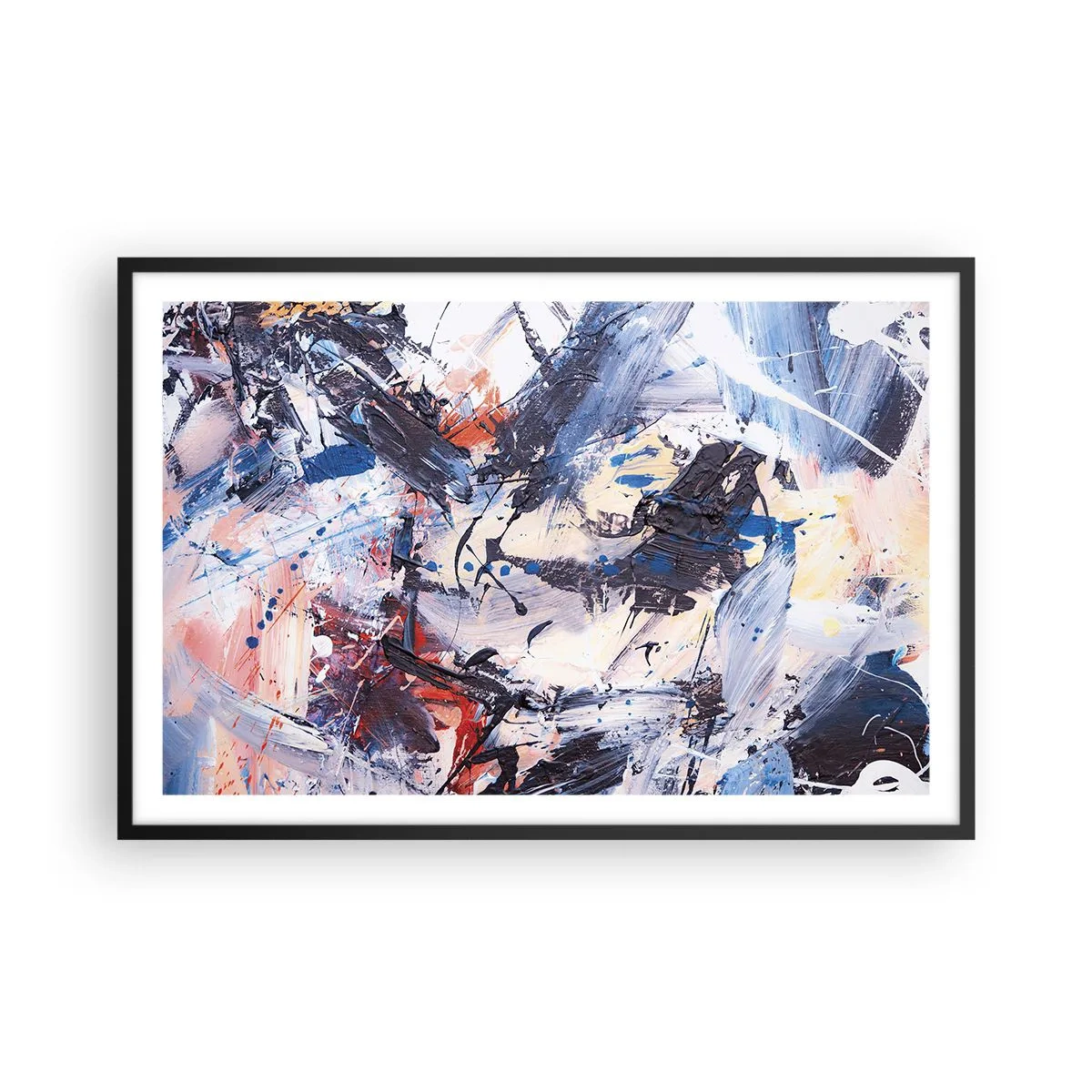Plakat i sort ramme - Abstraktionens vanvittige dans - 91x61 cm