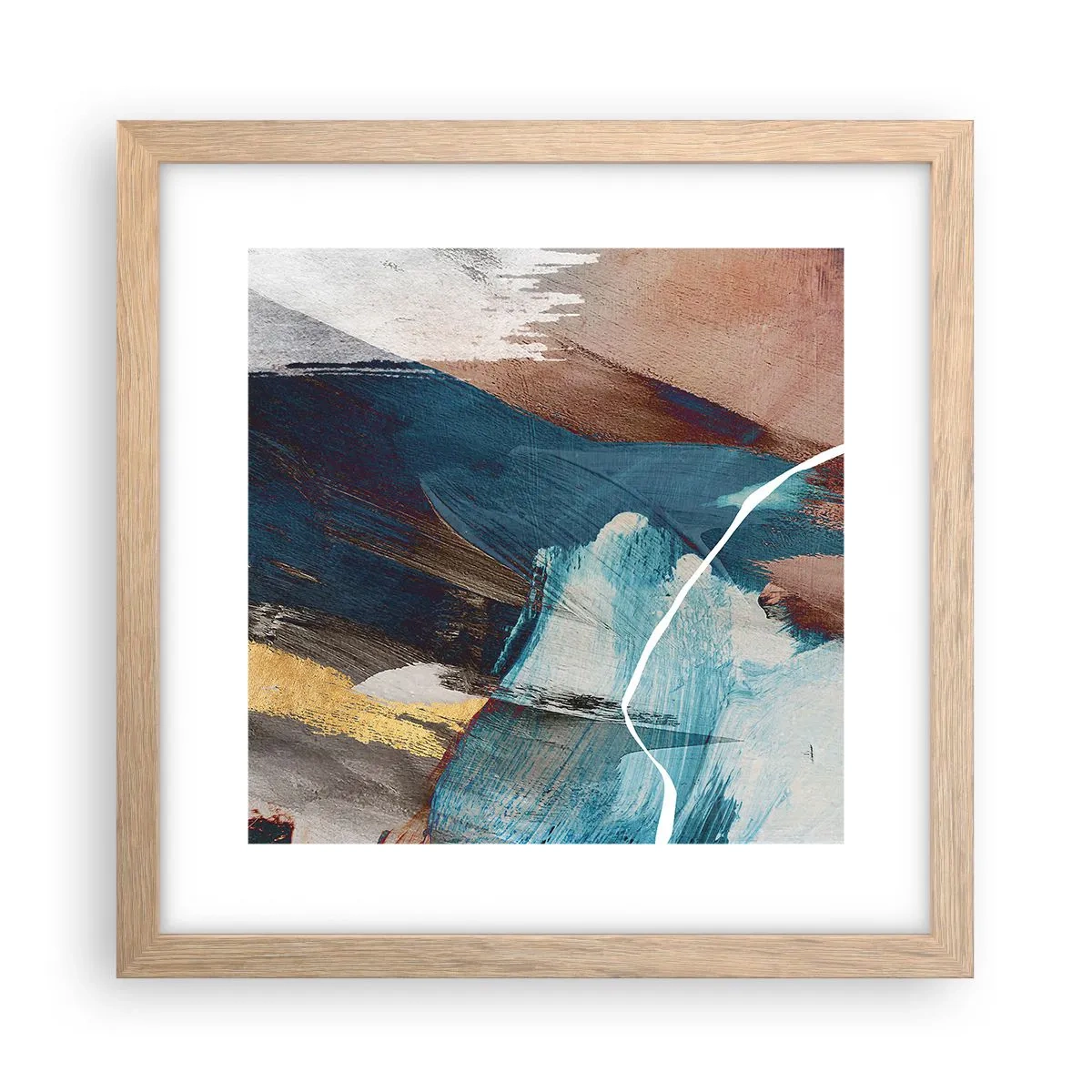 Plakat i ramme af lyst egetræ - Med flair og energi - 30x30 cm